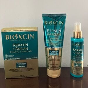 Bioxcin Keratin And Argan Shampoo , Conditioner And Leave In Conditioner - NWT.